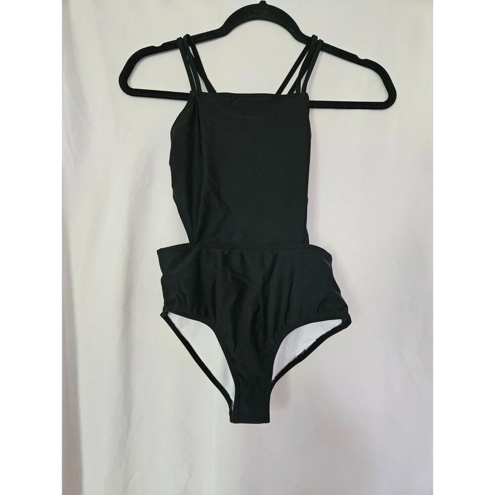 Kanu Surf Swimsuit Girls 12 Black‎ One Piece Cut Out Swimwear